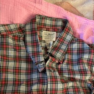L.L. Bean Red and Gray Plaid Shirt